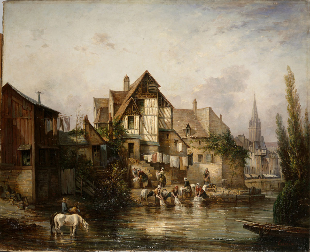 Vue du lavoir du moulin Saint-Pierre à Caen, ou Les Petits Murs